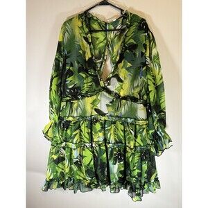 Truth NYC Green Leaf Blouse Plus Size 3x Open Back NWT